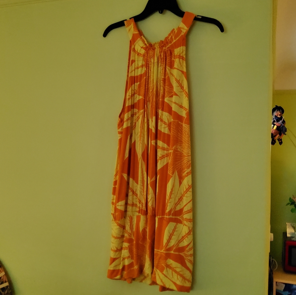 Express Summer Orange/Yellow print Dress Sz L - Picture 1 of 7